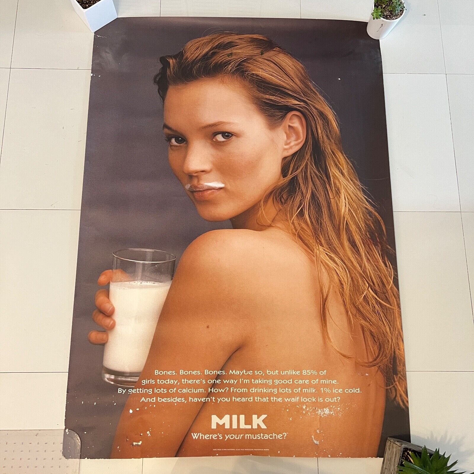 Vintage Kate Moss Got Milk Topless Ad Bus Shelter Stop Large Poster / 4ft x 6ft