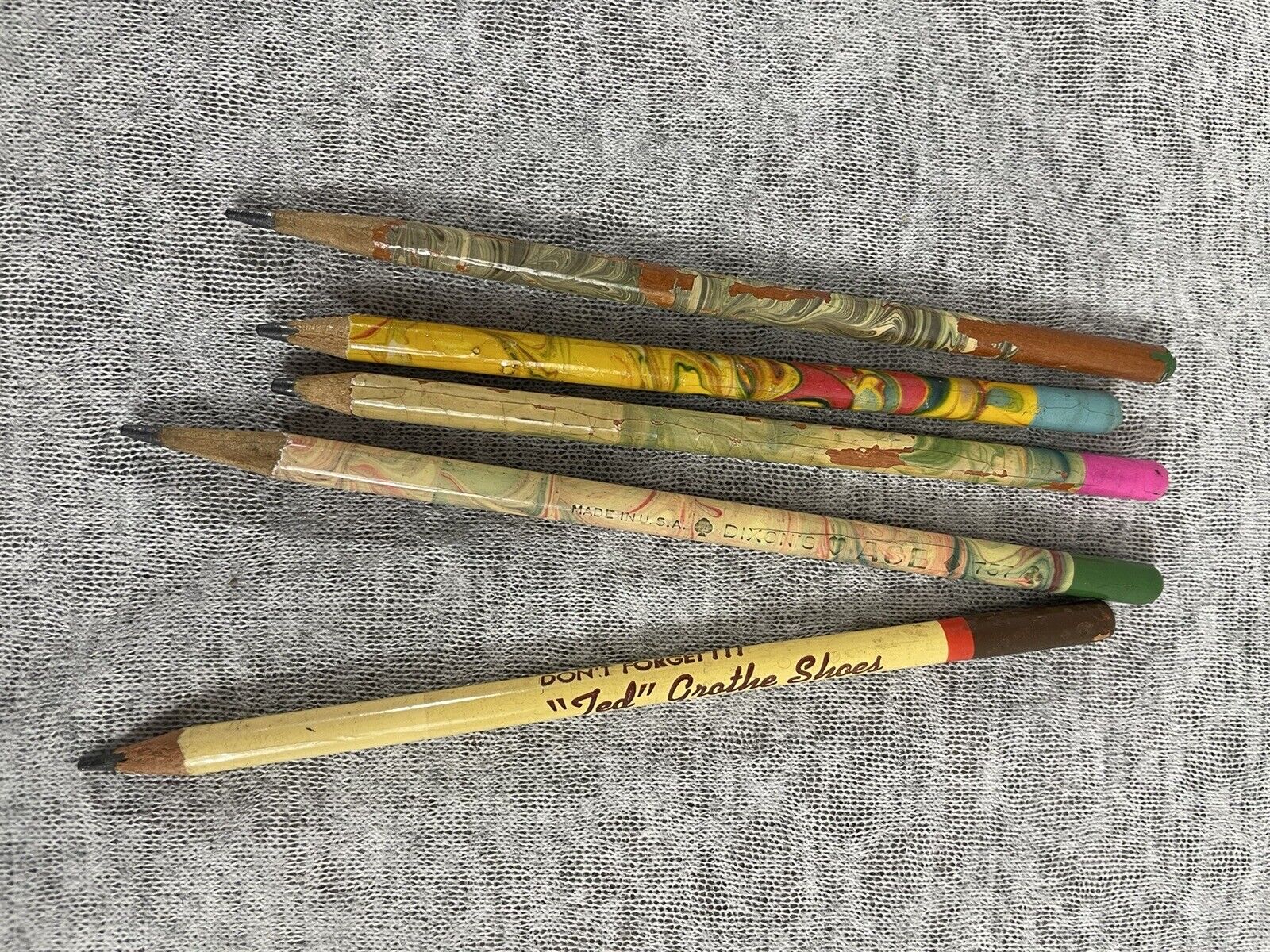 Rare Dixon Ace 757 Tie Dye 1920s Wooden Pencils Antique