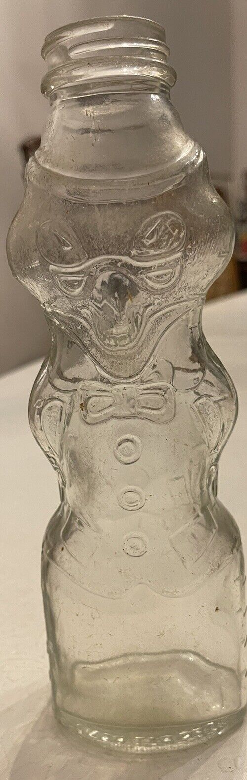 Vintage H. Fox & Co Glass Clown Bottle Figural Double Sided No Screw Top
