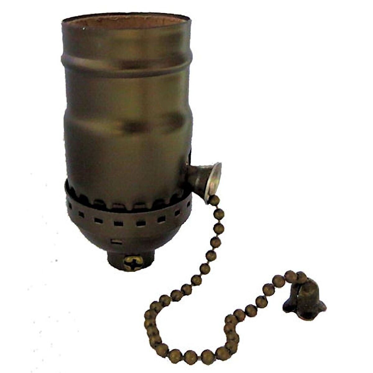 LAMP PARTS: OFF/ON ANTIQUE BRASS (E-26) PULL-CHAIN SOCKET  TR-11AB