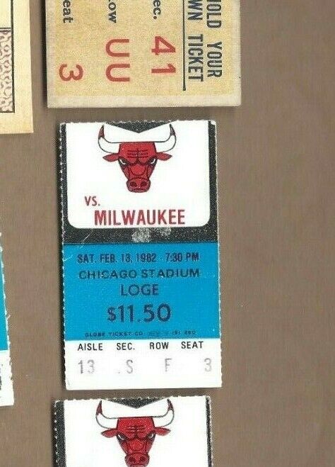 1982 2/13 NBA basketball ticket Milwaukee Bucks v Chicago Bulls
