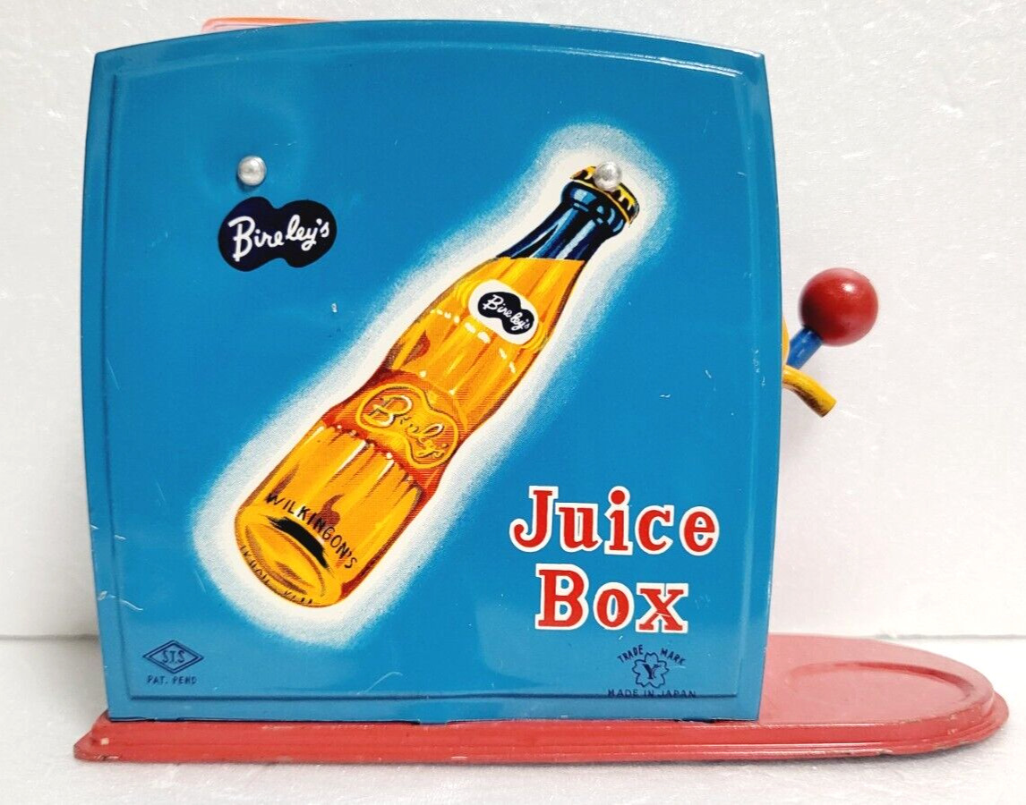YONEZAWA Tin Toy Juice Box Bireleys Orange Vintage Old Toy Made in Japan