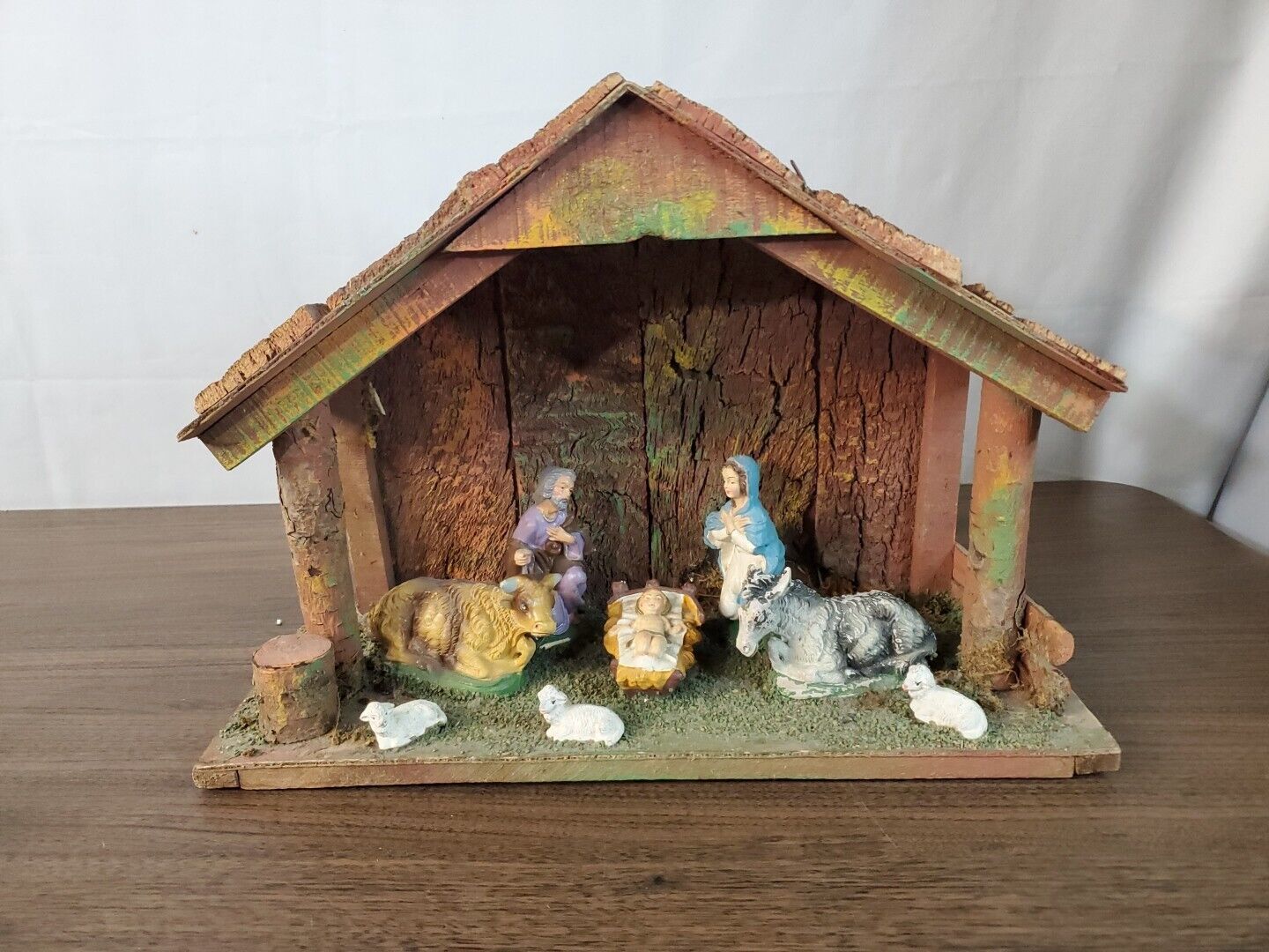 VTG 50'S COMPOSITION NATIVITY SET CRECHE STABLE CHRISTMAS DISPLAY MADE IN ITALY