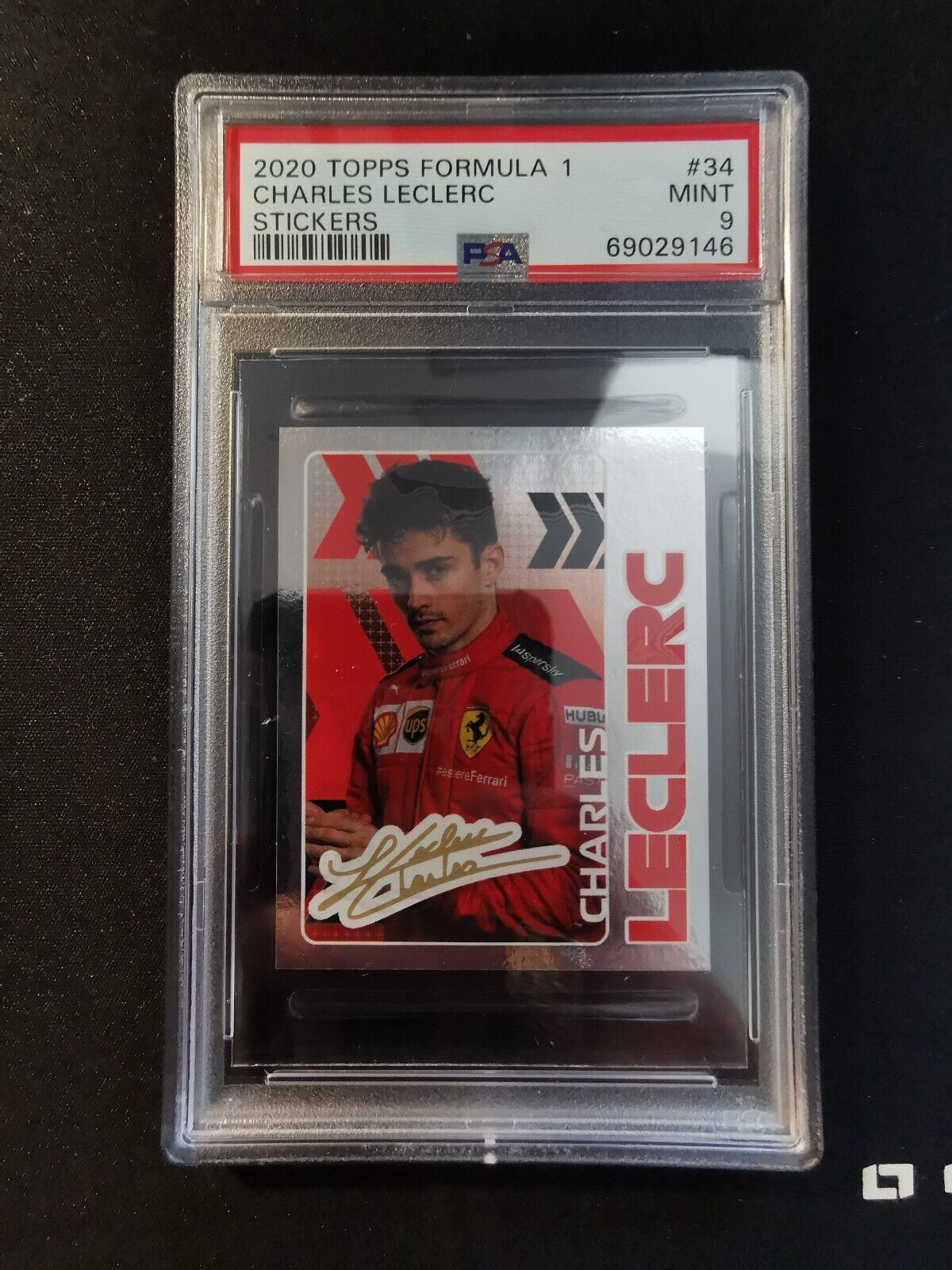 2020 Charles Leclerc #34 PSA 9 Stickers Topps F1 Formula 1 Signed Autho