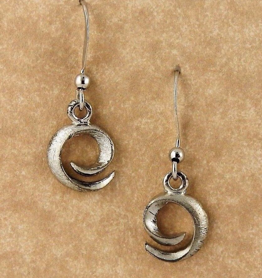 Vintage brushed zinc Celtic spiral earrings