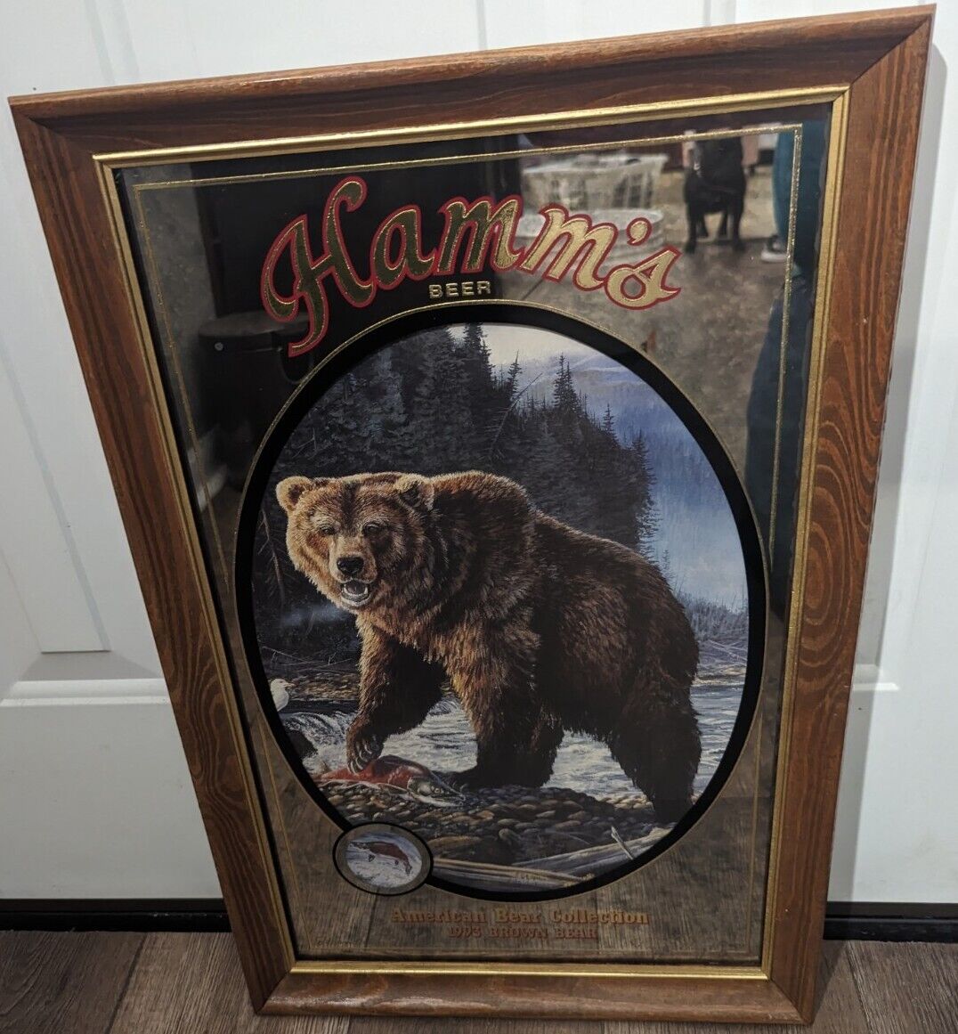 Hamms 1993 Brown bear Beer Mirror American collection Series Man cave Bar