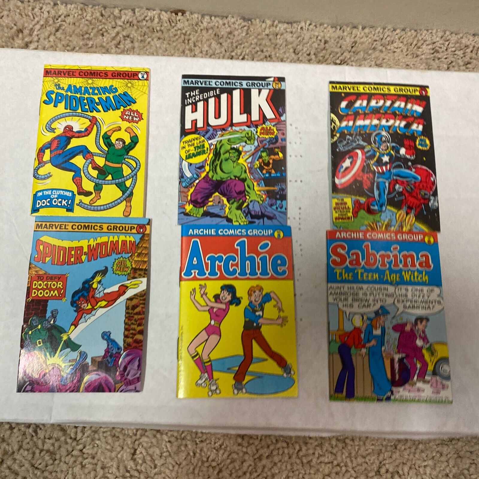 6 Vintage 1981 Bubble Funnies Marvel & Archie  Mini Comics Hulk Spider Man
