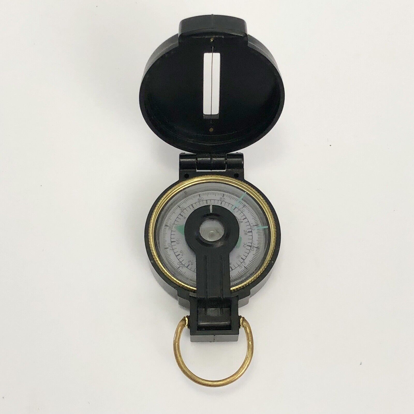 Vintage Lansatic Compass In Plastic Case Engineer Handheld Black & Brass