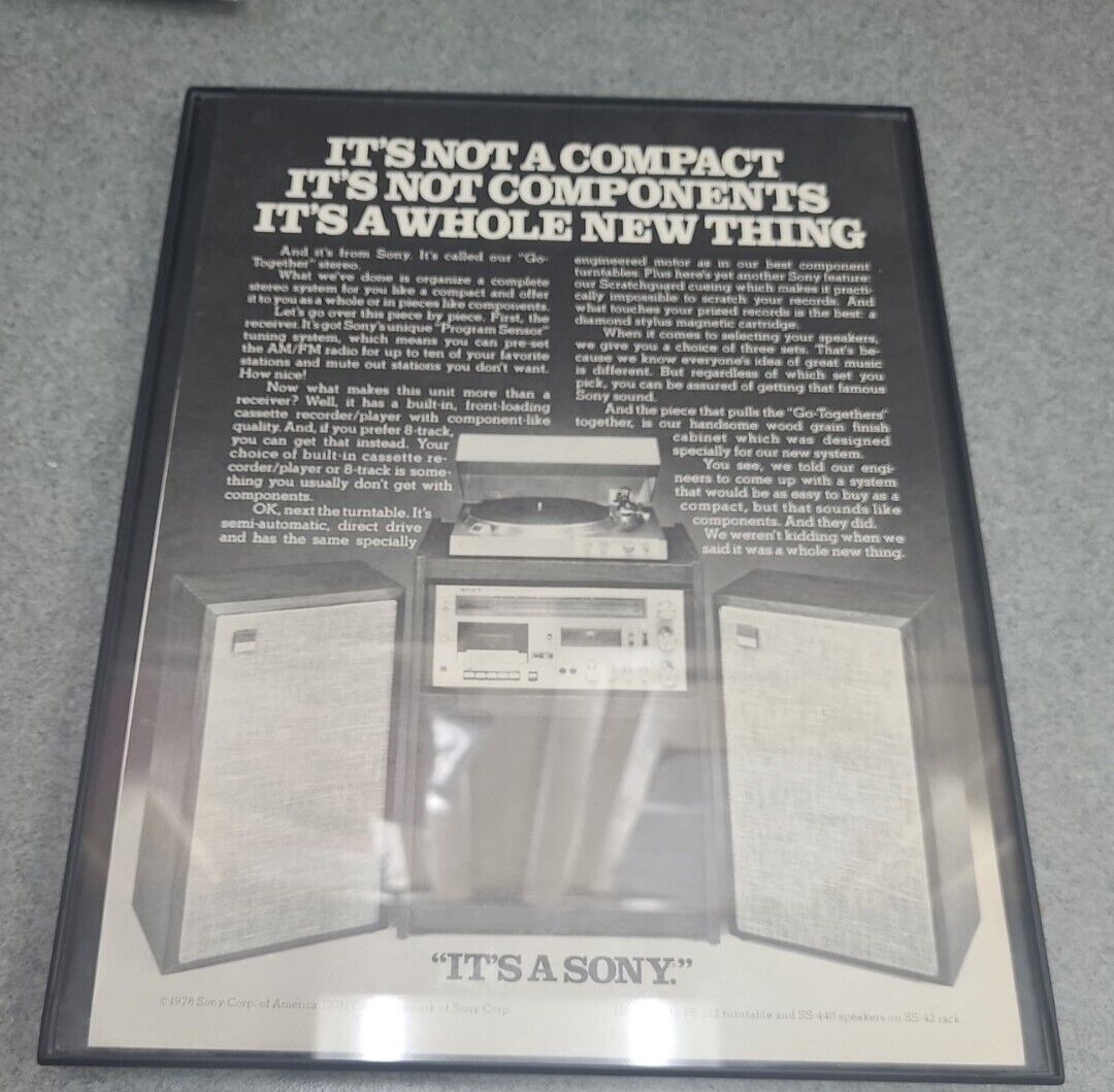 1978 Sony Go Together Component System Stereo Hi-Fi Vintage Ad  Framed 8.5x11 