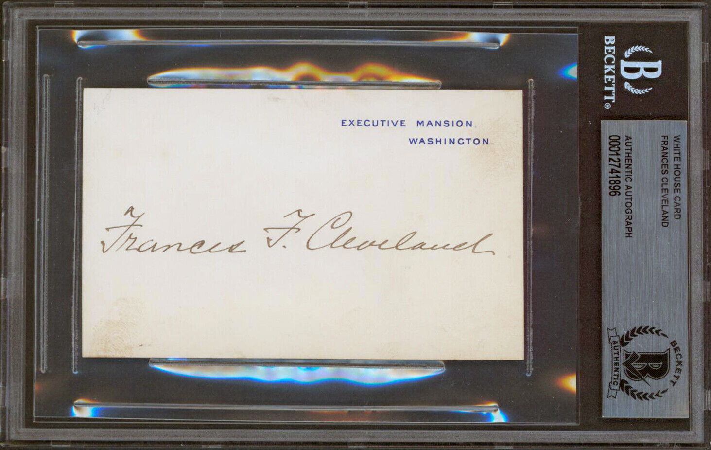 Francis Cleveland Authentic Signed 2.75x4.5 White House Card BAS Slabbed