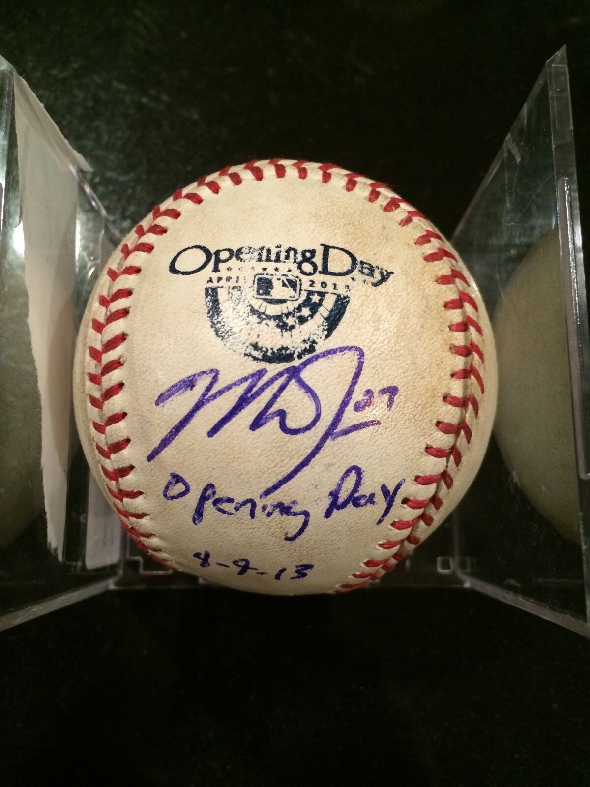 MIKE TROUT 1ST HIT 1ST Home OPENIng DAY -SIGNED & INSCRIBED -MLB AUTHENTICATED