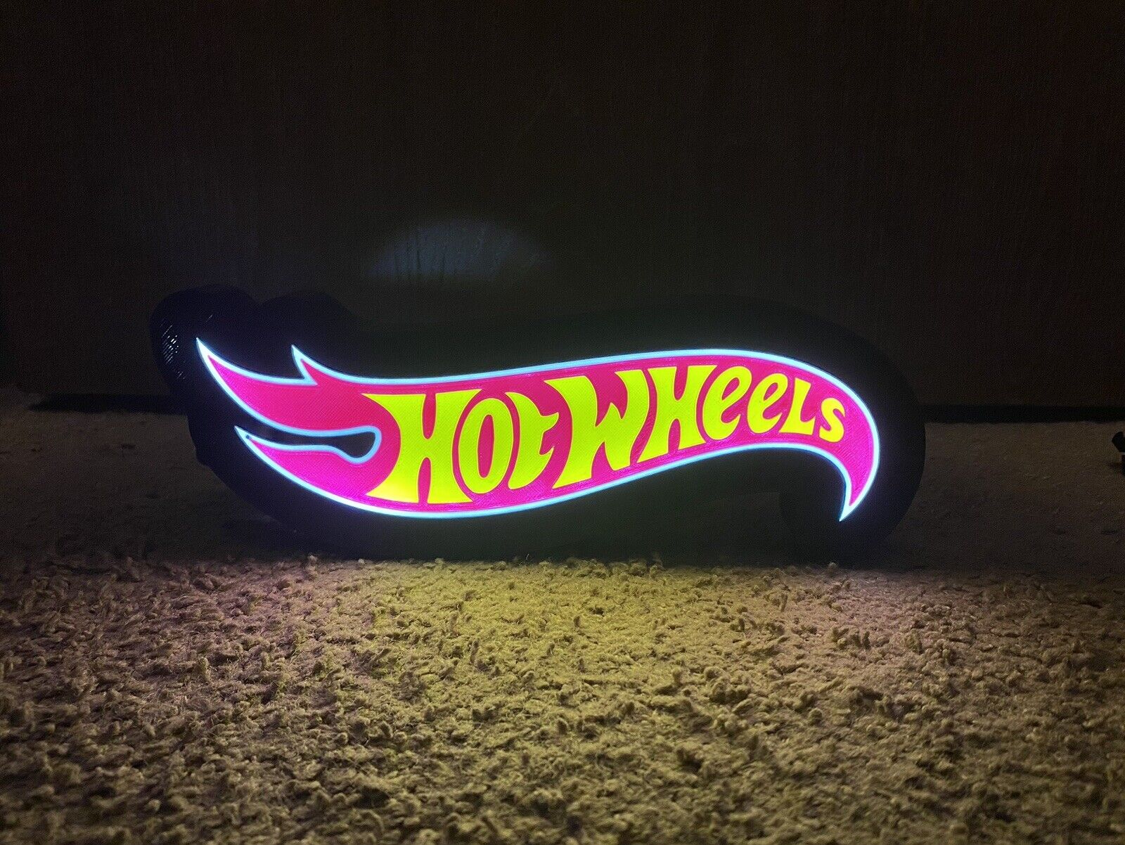 Light Up Hot Wheels Decoration Sign Extra Large XL 9” Wide