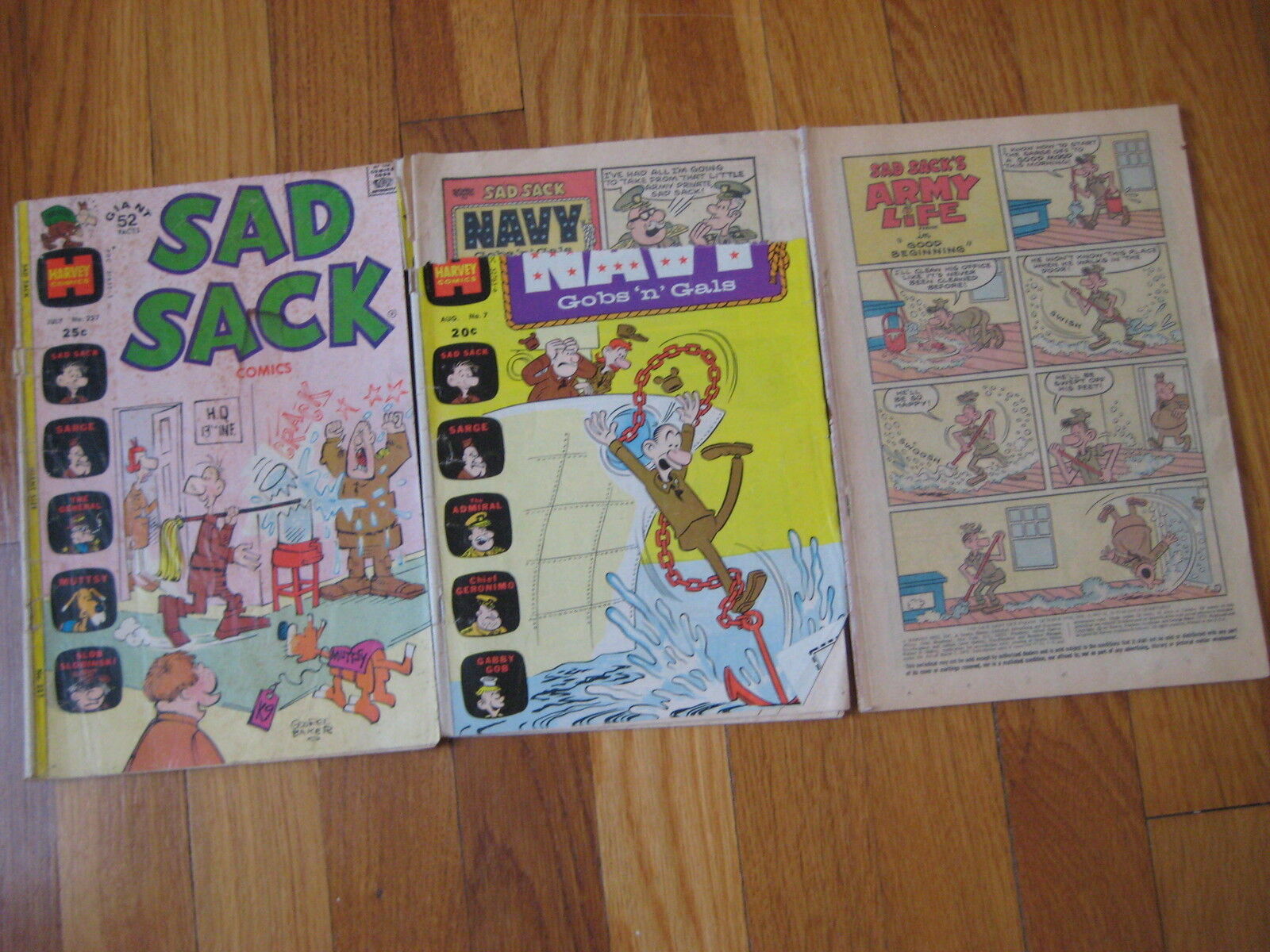 vintage Sad Sack 3 COMIC LOT Harvey Muttsy Sarge Navy Gobs n Gals 1970 1972 1973