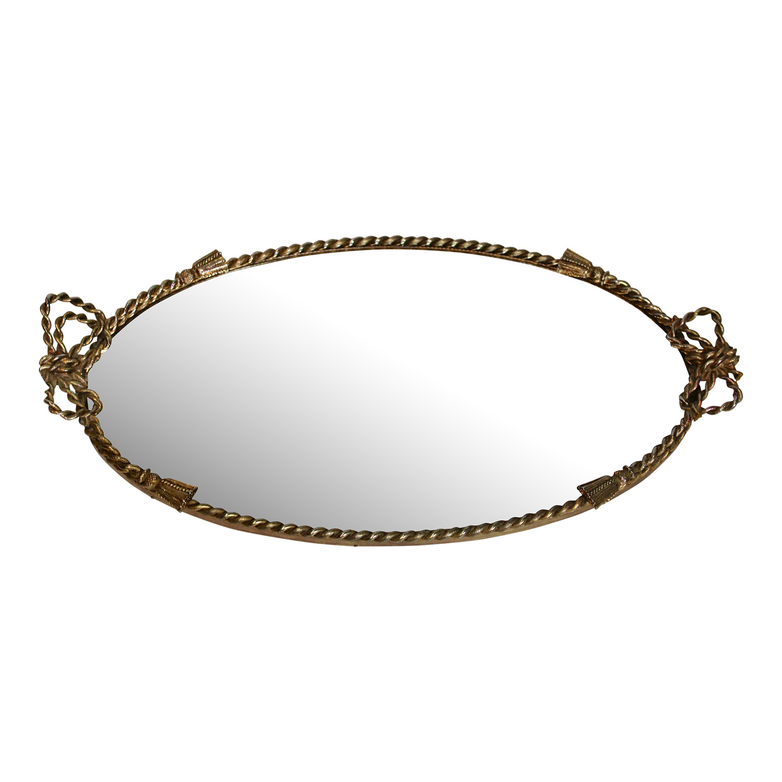 Vintage French Brass Mirrored Vanity Tray
