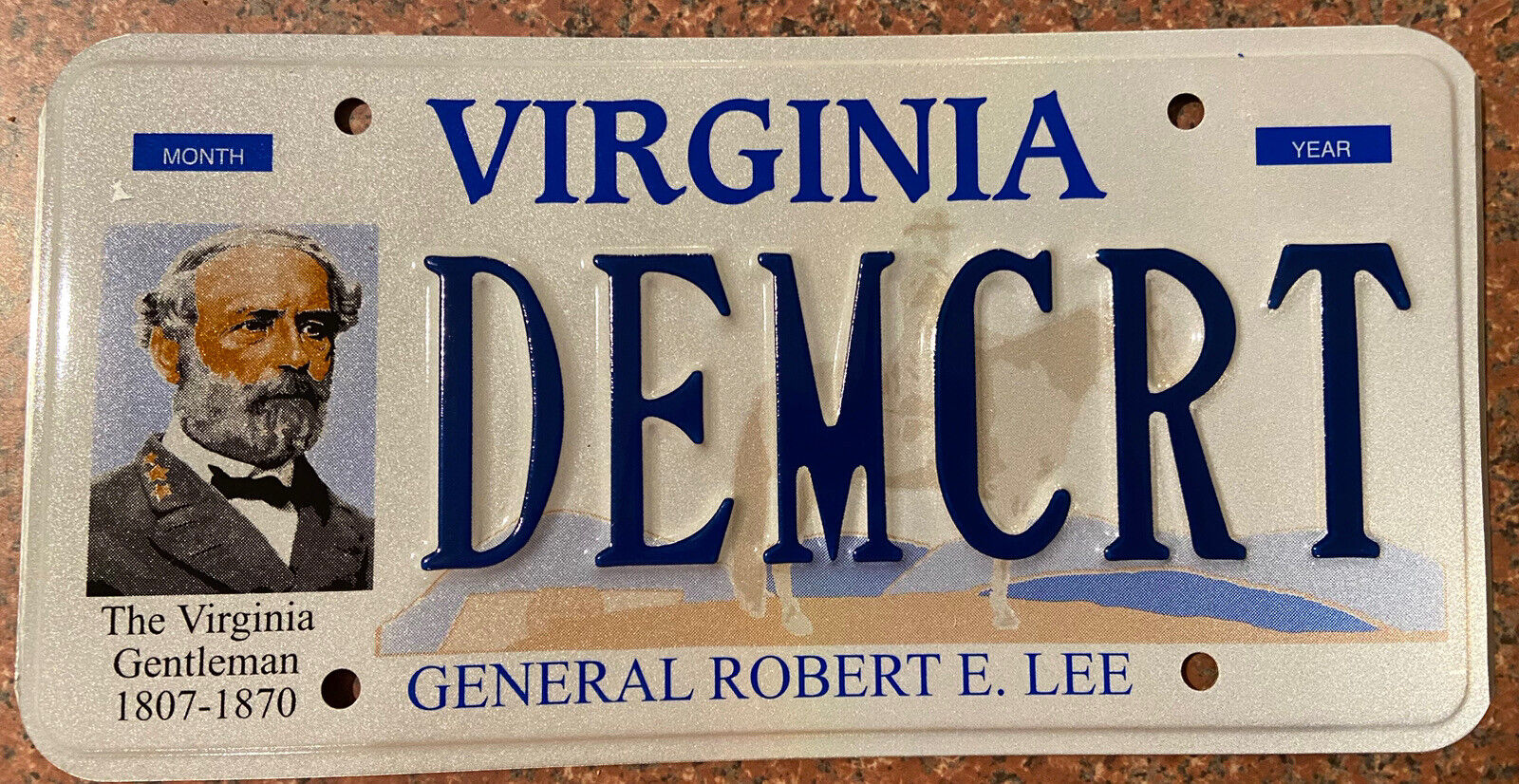 Exp Vanity RE Lee Virginia State License Plate Gen CSA Confederate Va ACT BLUE
