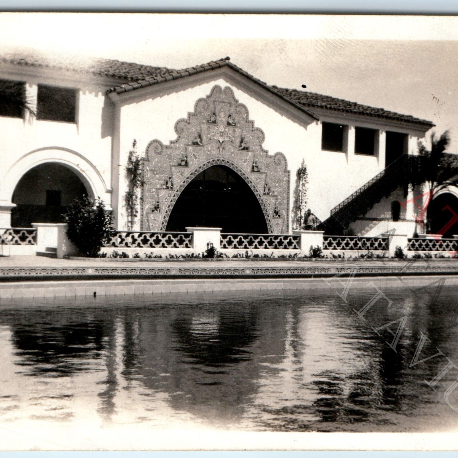 c1930s Agua Caliente Mexico Pool OOAK Snapshot Photo Tijuana Swimming Hotel C52