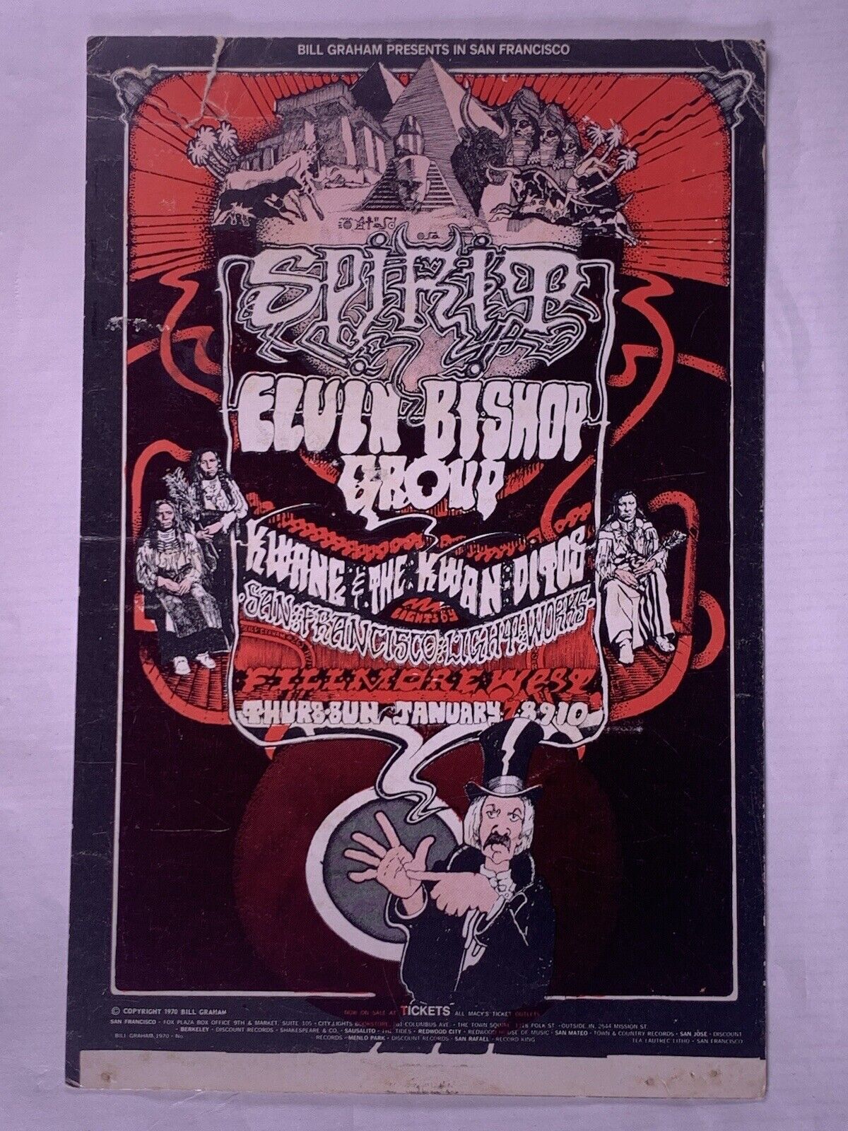 BG-265 Elvin Bishop Van Morrison Spirit Group Postcard Fillmore Ad Back 1971