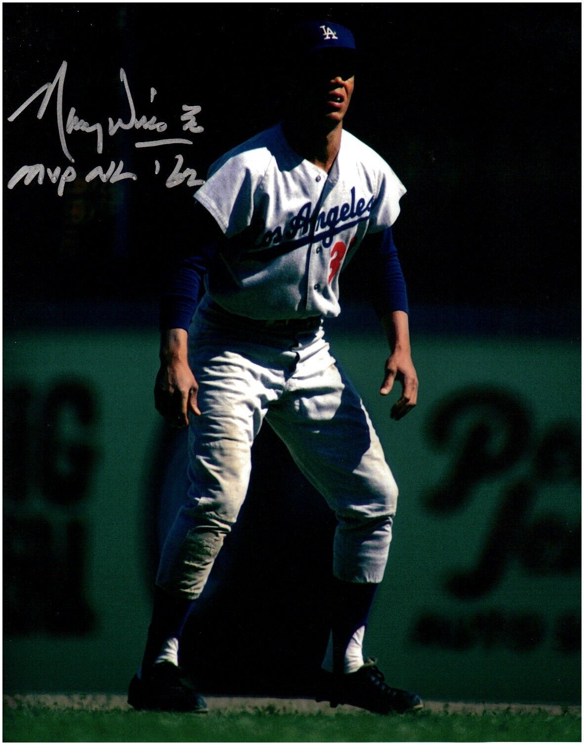 Maury Wills-Dodgers-Autographed 8x10 Photo-With MVP Inscription
