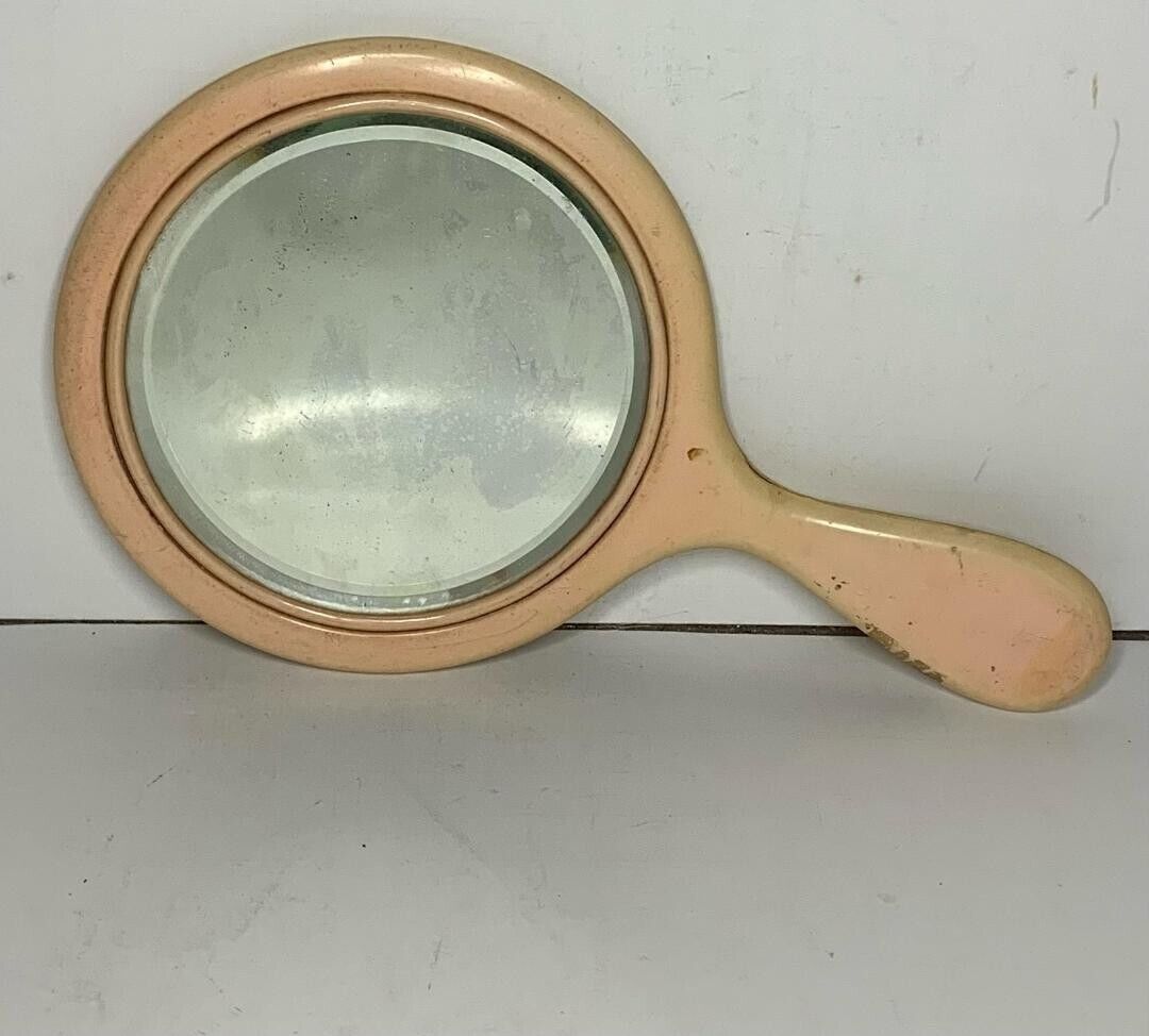 Antique 1920s  Celluloid Ivory  Pyralin   Dresser Vanity Hand Mirror