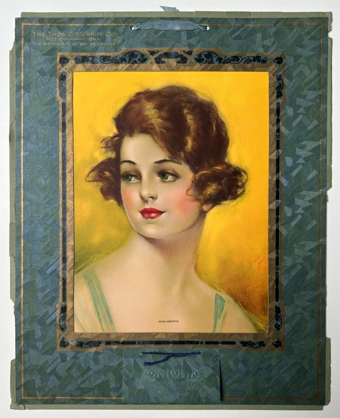 Miss America, Vintage Thos D Murphy Co Calendar Salesman Sample Pin Up Portrait