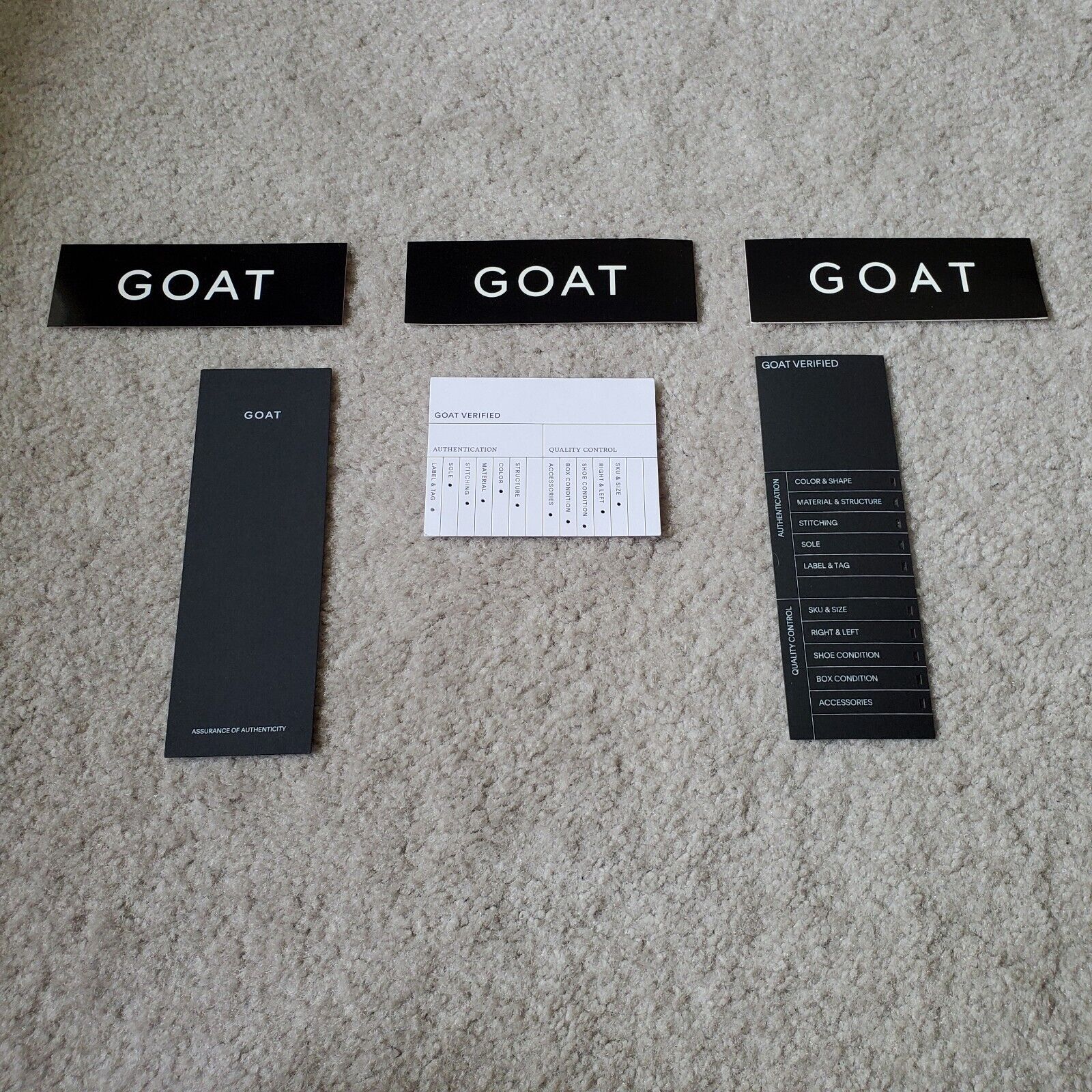 Lot 3 - GOAT Verified Authentication Card And Sticker For Sneakers
