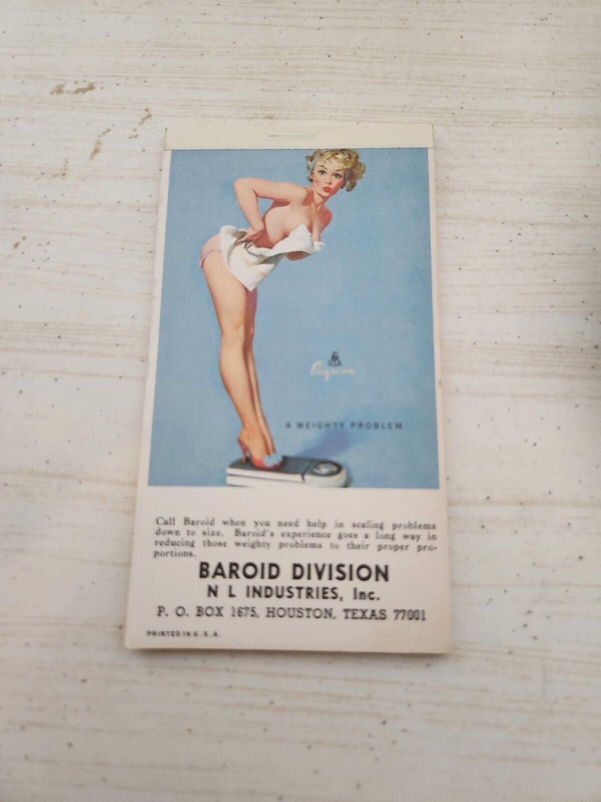 1971 Pinup Girl Notepad And Calendar Baroid Divison N L Industries, Inc.