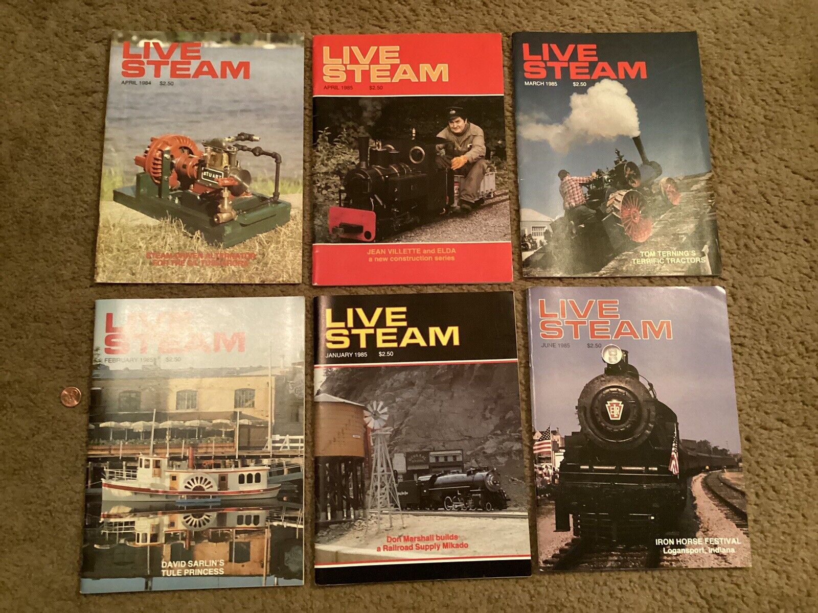 Vtg. LIVE STEAM MAGAZINE 6 Single Monthly Issues 1984-85 Great Shape Engine4