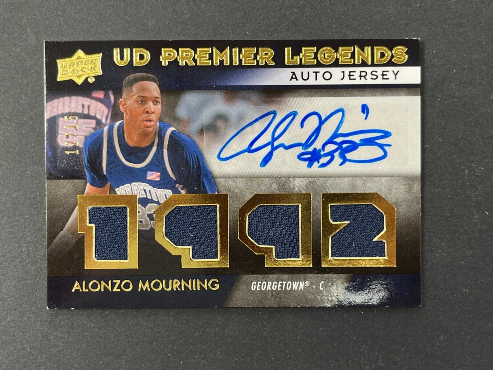2014/15 UD PREMIERS LEGENDS CAR JERSEY ALONZO MOURNING TOP DECK #32