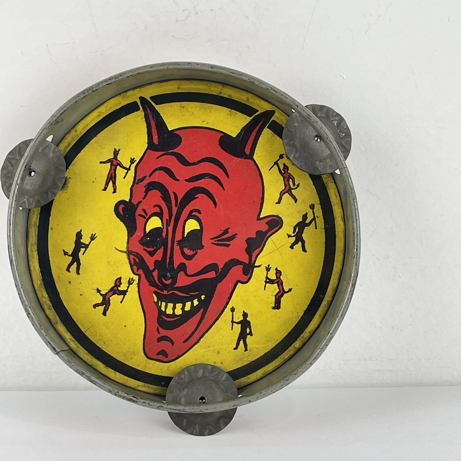 Vintage Kirchhof Newmark Halloween Devil Litho Tambourine Noise Maker