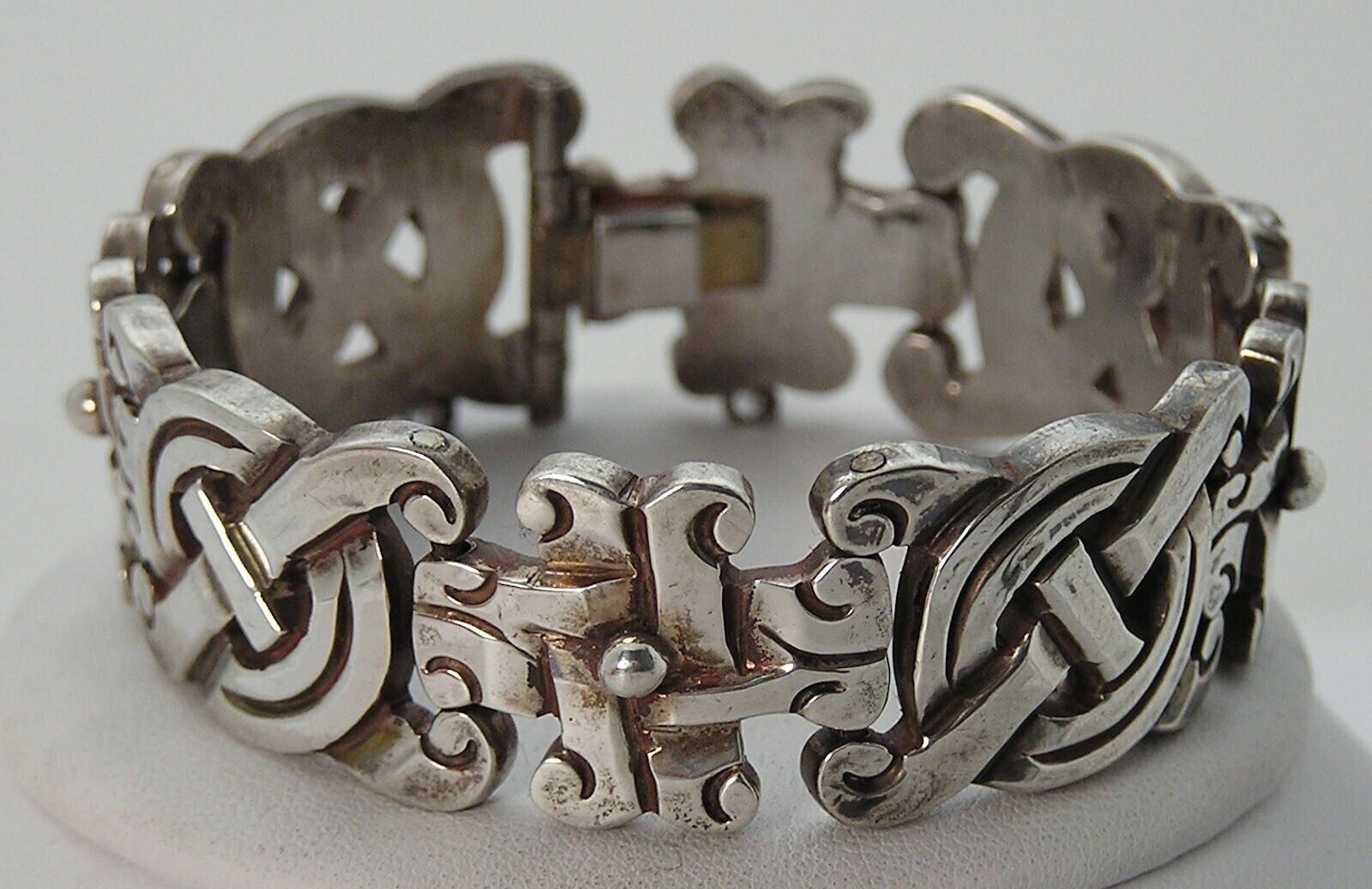 Stunning Vintage X Link Fertility Bracelet Mexico Taxco A.L. Heavy Sterling 79g