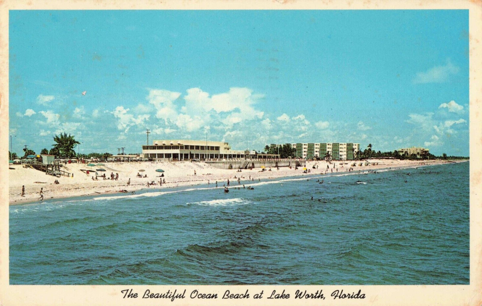Lake Worth Florida, Beautiful Ocean Beach Sunbathers, Vintage Postcard