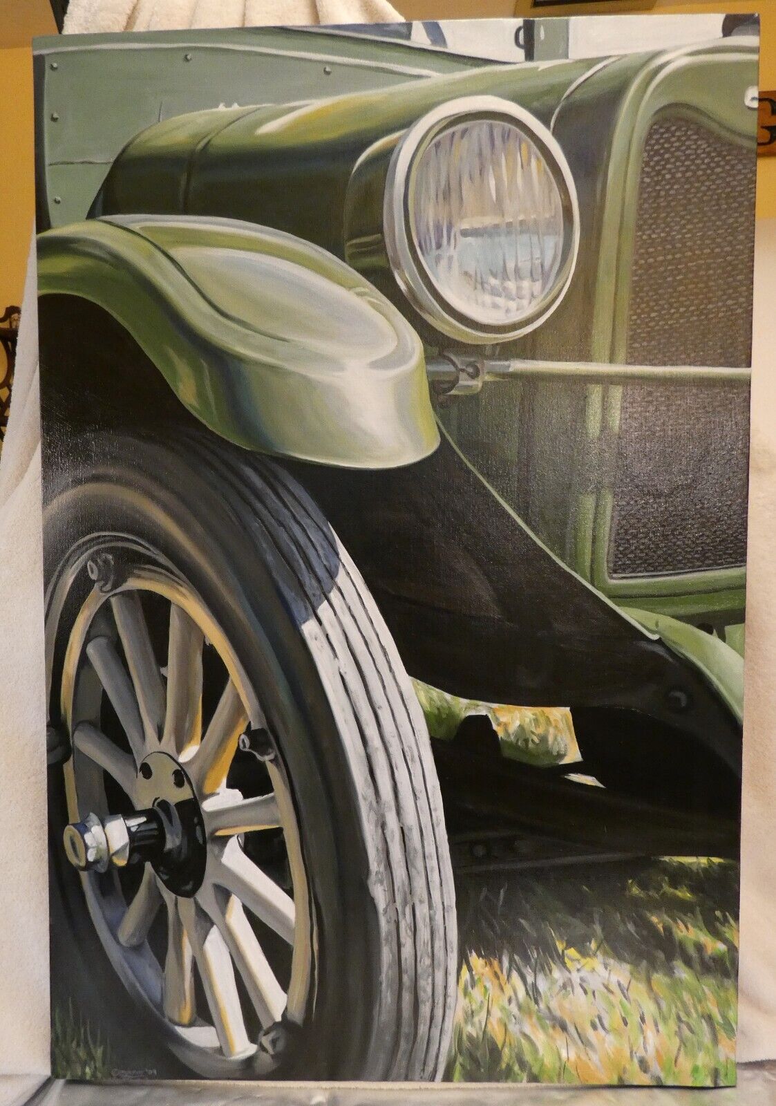 Leigh Murphy, Model A Ford 1928 Car, large amazing hyper realism painting  2009 