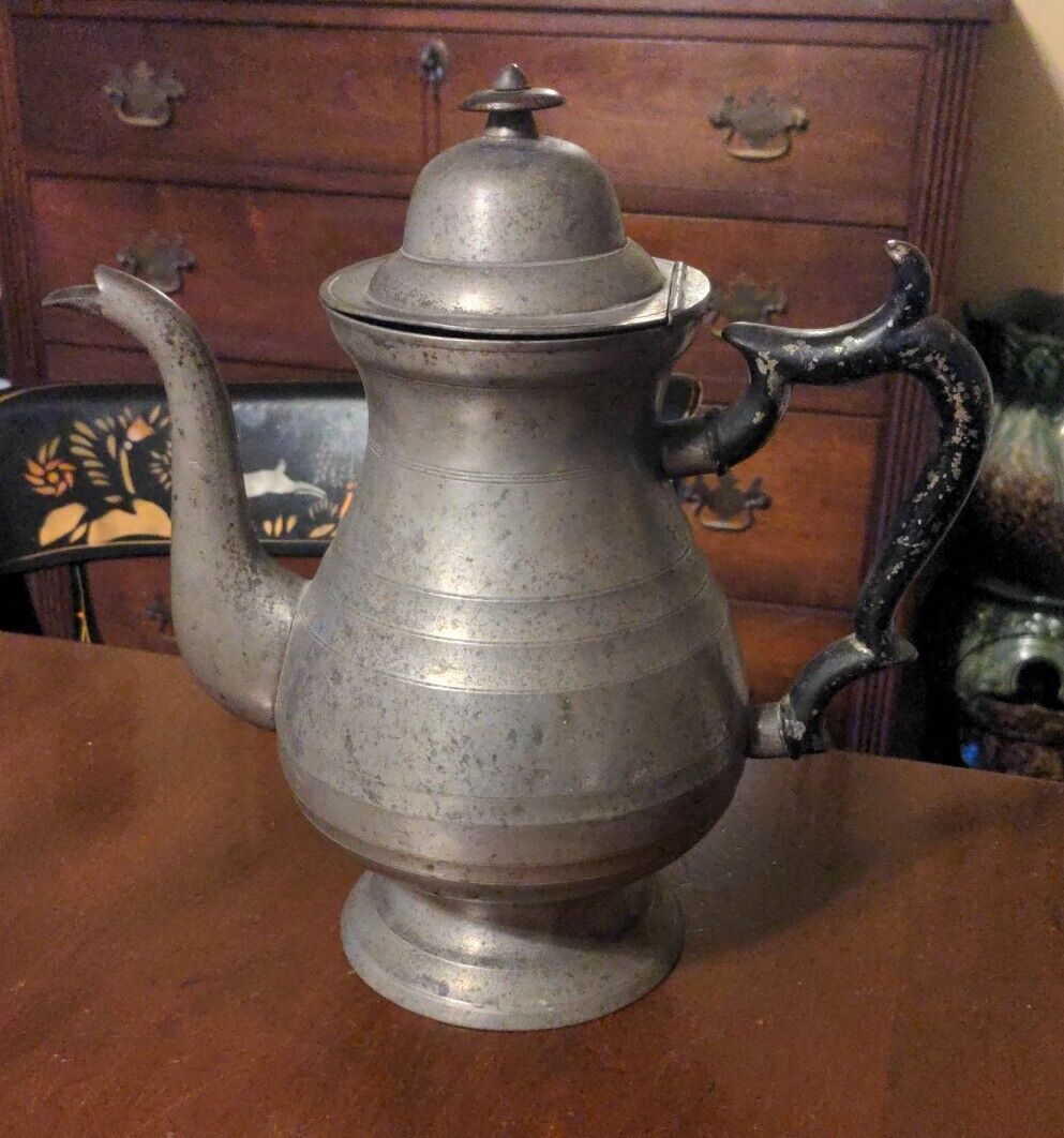 William Savage Pewter Coffeepot Middletown CT Antique American 19th Century