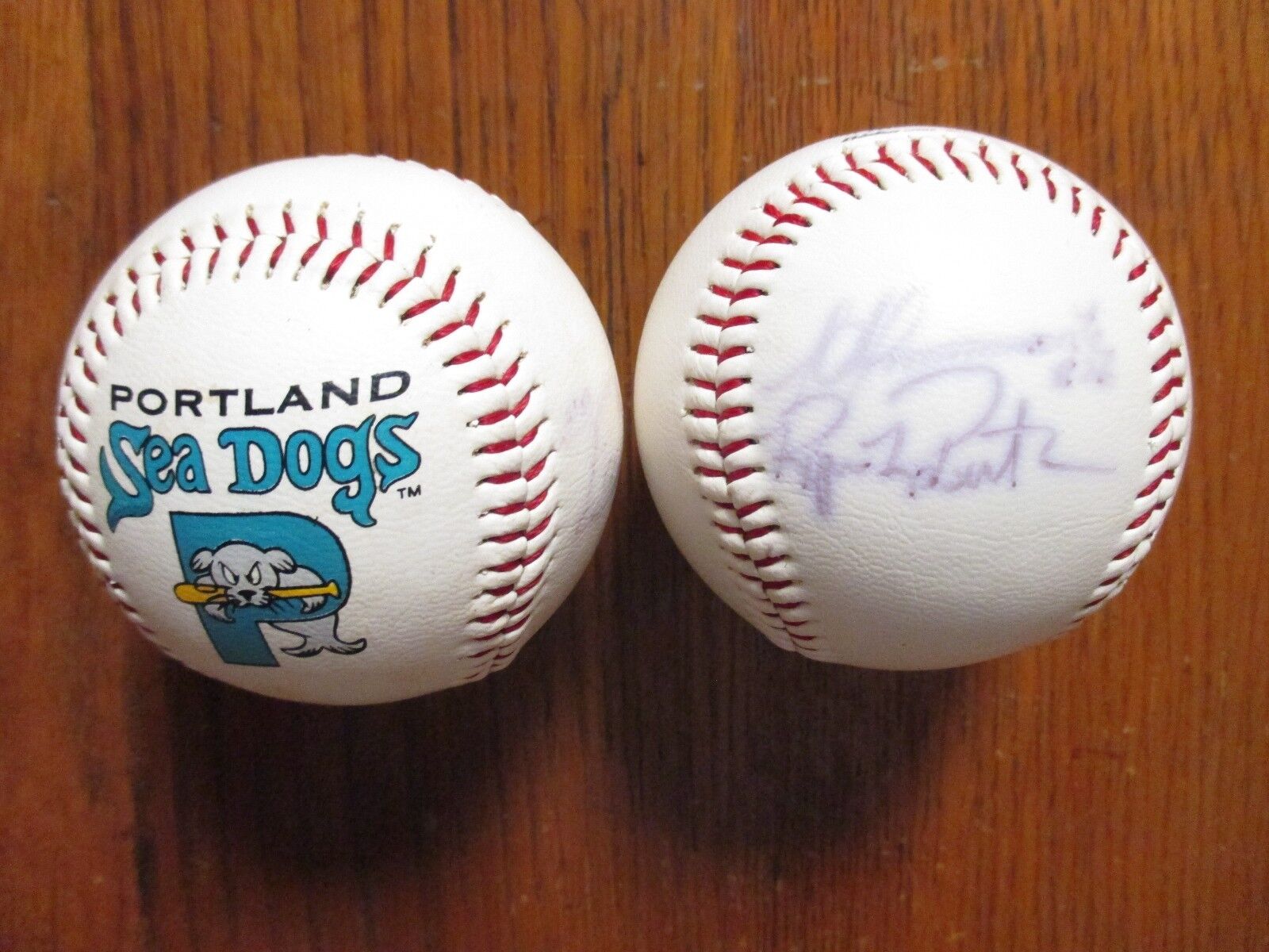 2-1999 Portland  Sea Dogs Baseballs (Signed by HECTOR  ALMONTE & MATT  ERICKSON)