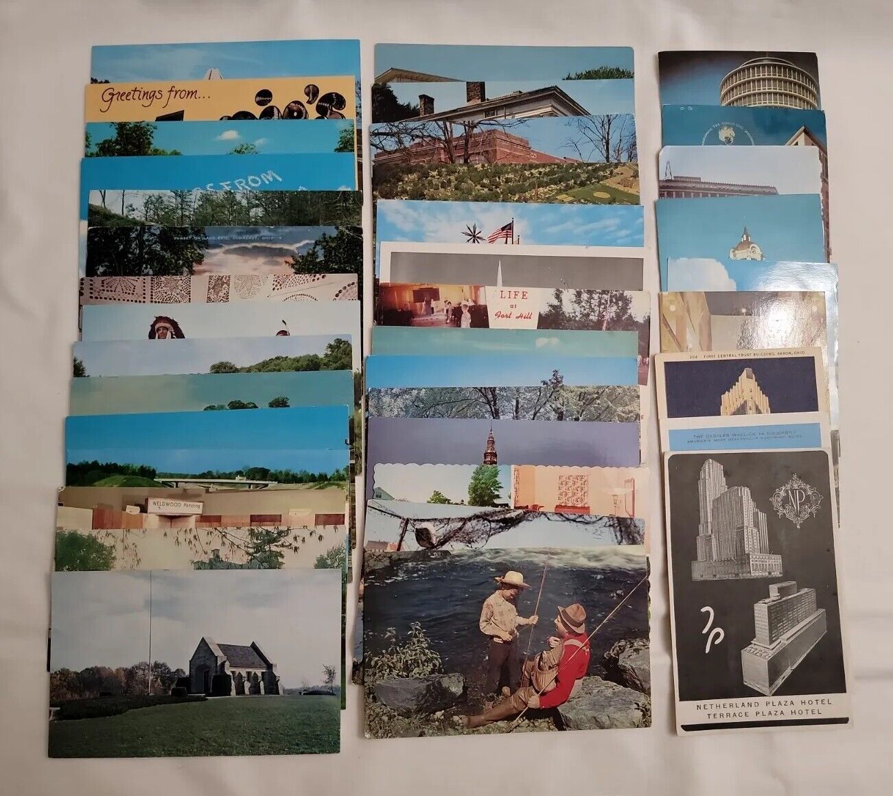 Vintage Lot Of 35 Ohio Postcards Hotel Church Hospital Bank Castle Sterling Tree