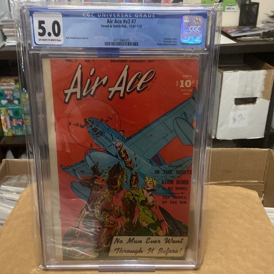 Air Ace Vol. 3 #7 - Street & Smith CGC 5.0 - Bondage Cover 1946 HTF