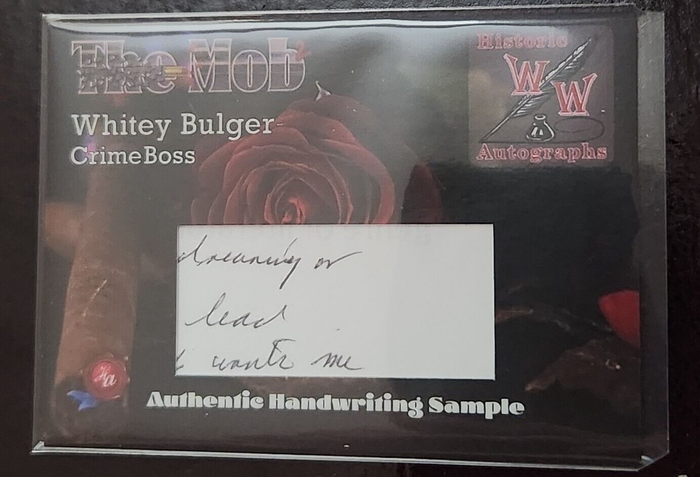 2023 Historic Autographs Mob 2 Whitey Bulger Handwriting Sample Booking Photo