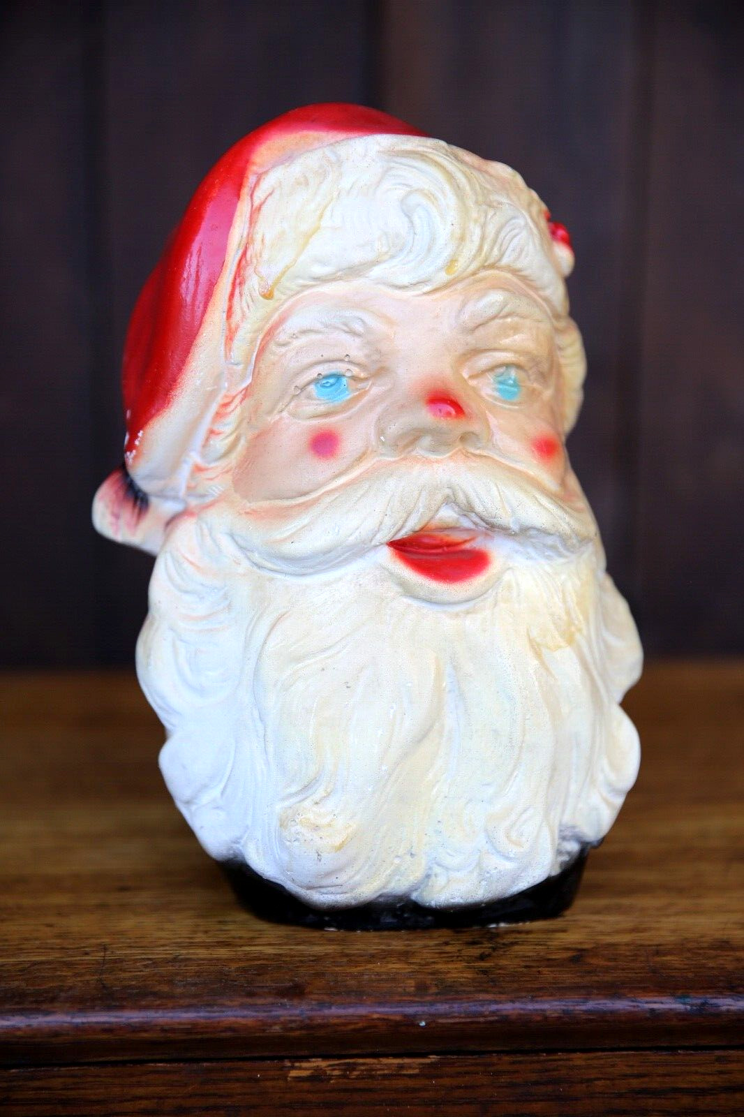 Vintage Chalkware Santa Christmas Face head Chimney house bank toy collectible