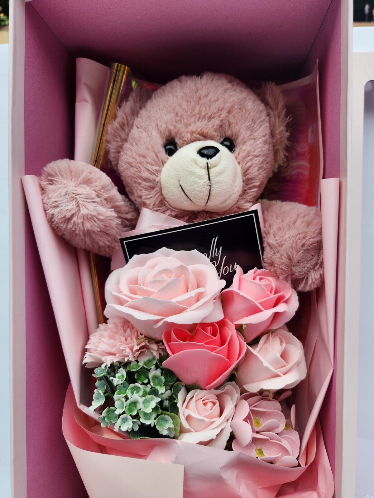 Mother\'s  Day Teddy Bear With Flower Bouquet