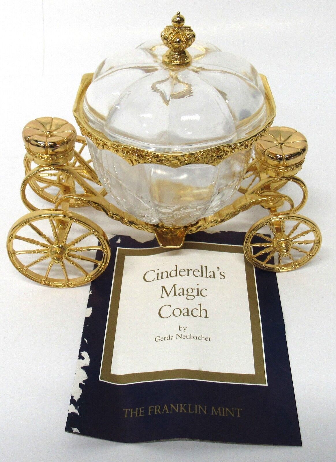 Franklin Mint Cinderella's Magic Coach 1989 Lead Crystal Gold Plated With COA
