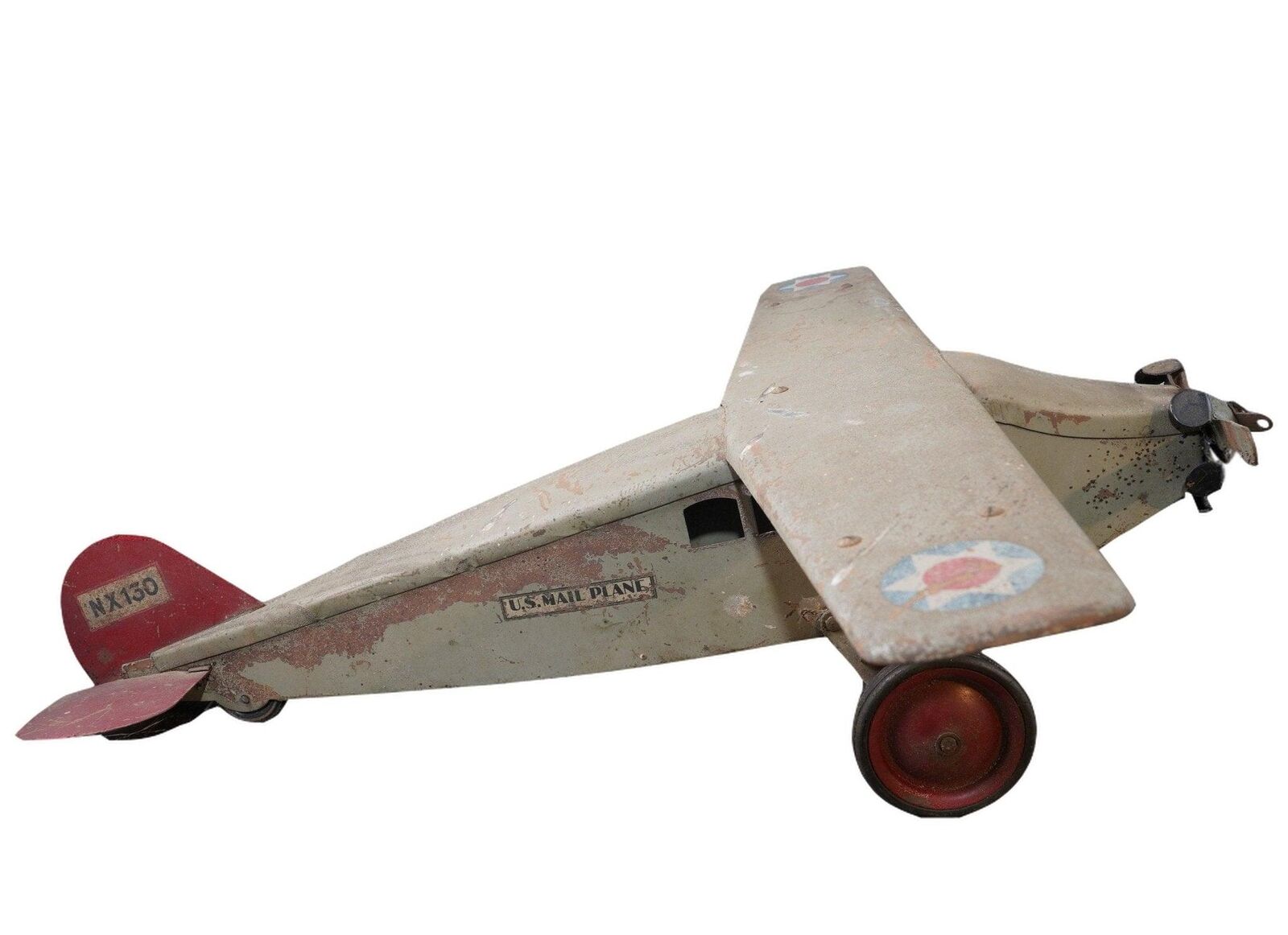 1920's Huge Antique Steel Airplane Toy US Mail Plane