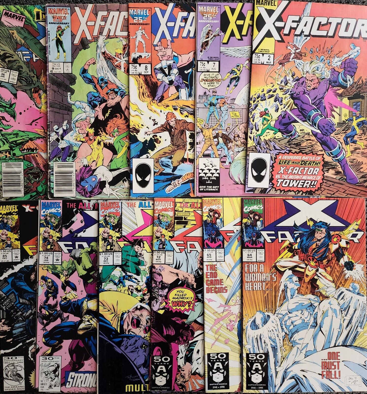 X-Factor 2 7-9 36 64 65 72-74 85 Marvel Comic Book Lot KEY Layton Mutants Silver