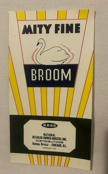 Antique Vintage Mity Fine Broom Label 1910s - 1940s