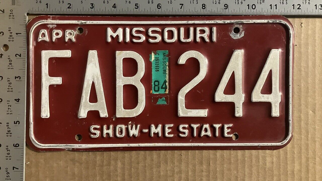 1980 Missouri license plate FAB 244 YOM DMV FABULOUS VOLVO SAFETY CUBE 10282