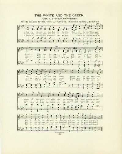 STETSON UNIVERSITY Antique Song Sheet c1906 \