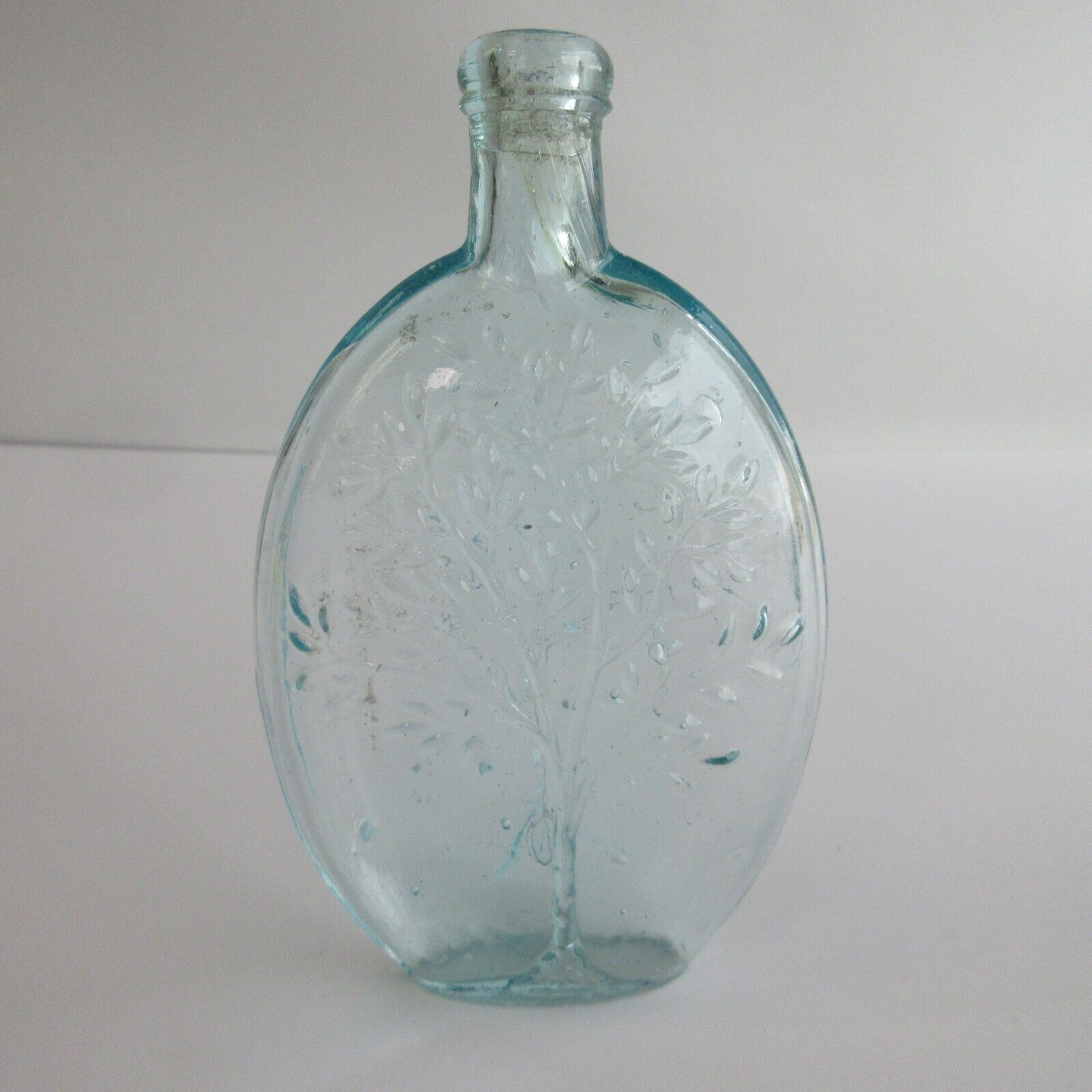 Antique Glass Summer / Winter Tree Pictorial Historical Flask Bottle