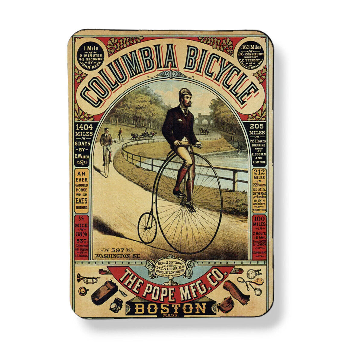 Vintage Columbia Bicycle Poster Magnet Sublimated 3\