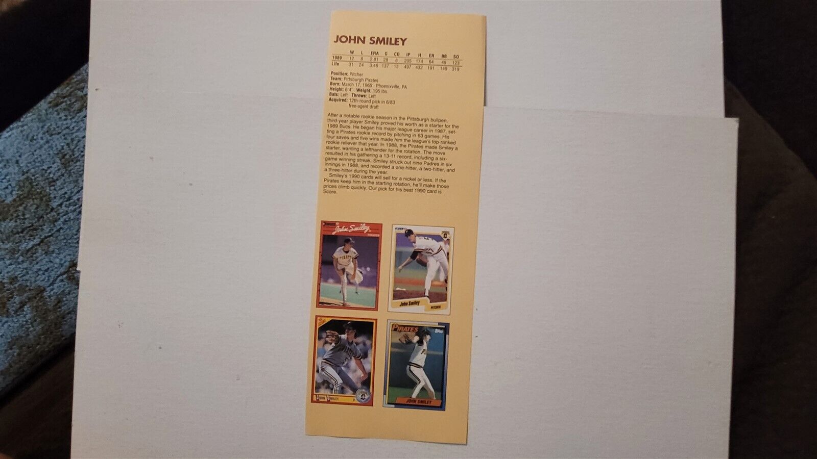 John Smiley & Pat Sheridan 1990 Baseball Publication International