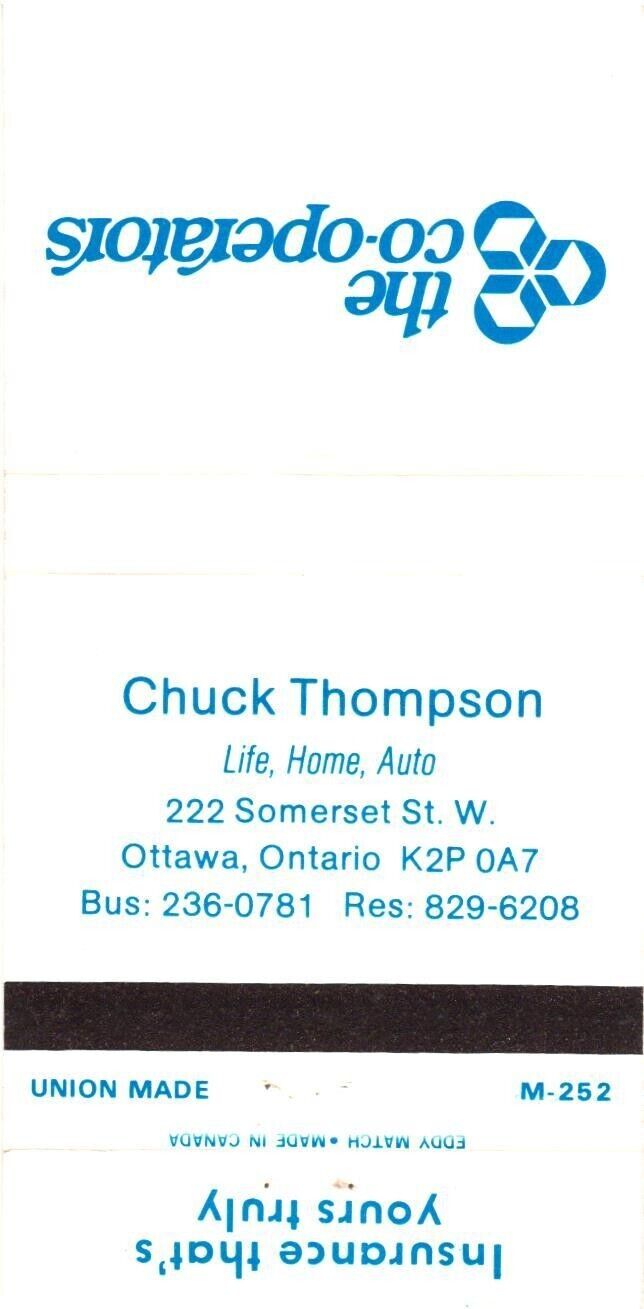 Chuck Thompson Life Home Auto The Co-Operators Vintage Matchbook Cover