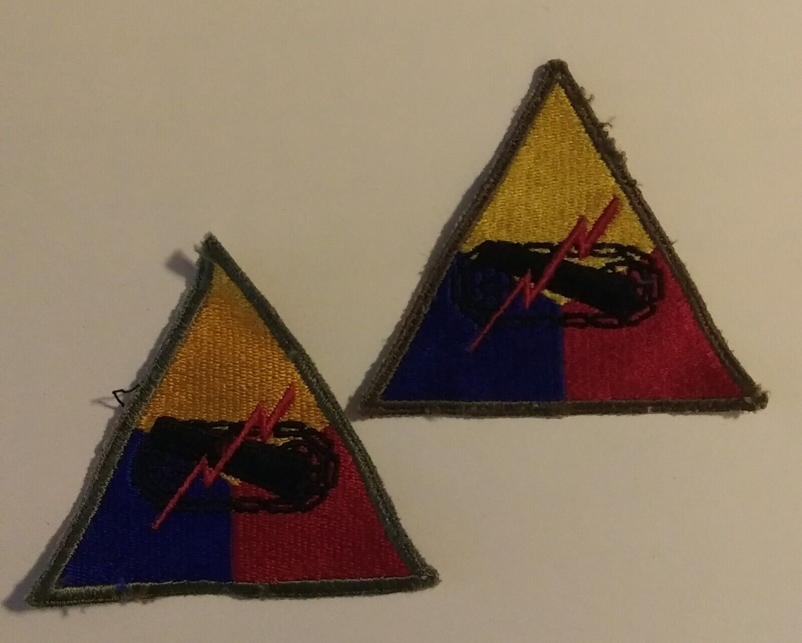 WW2 US Army Armored Forces Greenback Division Regiment Triangle Patches Set of 2